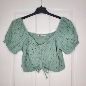 So goods for life Olive Green Eyelet Crop Top